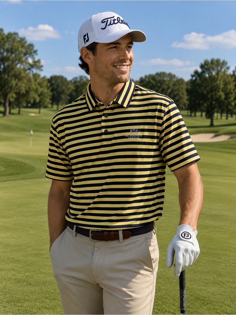 FootJoy Yellow & Black Striped Golf Polo